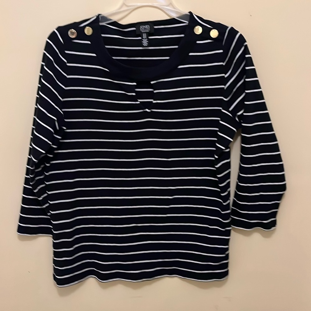 Jones New York shirt, women’s size M, black with white stripes